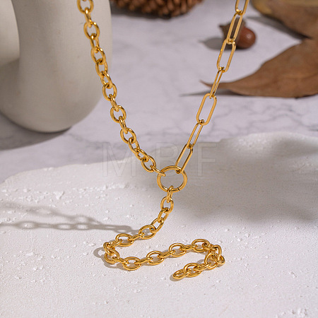 304 Stainless Steel Mixed Chain Y Tassel Necklaces for Women NJEW-Z111-04G-1