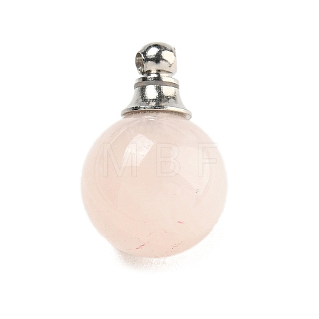 Natural Rose Quartz Perfume Bottle Pendants G-K338-22P-02-1