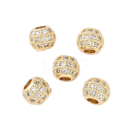 Rack Plating Brass Micro Pave Clear Cubic Zirconia Beads KK-Z060-21G-1