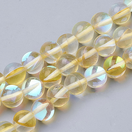Synthetic Moonstone Beads Strands G-S283-6mm-14A-1