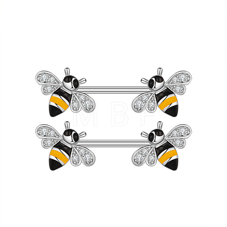 304 Stainless Steel Cubic Zirconia Nipple Rings WG0A897-03-1