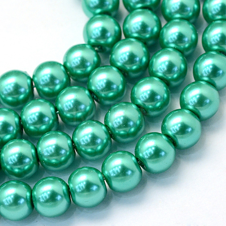 Baking Paint Pearlized Glass Pearl Round Bead Strands HY-Q003-10mm-29-1