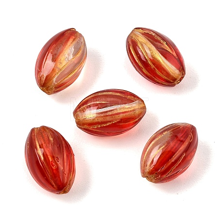 Baking Paint and Golden Metal Enlaced Glass Beads GL-CBA1477-08D-1