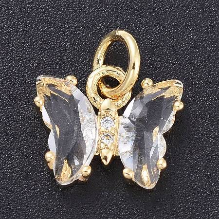 Brass Micro Pave Clear Cubic Zirconia Pendant ZIRC-P079-B01-17-1