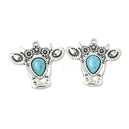 Bohemian Synthetic Turquoise Cattle Pendants FIND-Z112-01AS-08-1