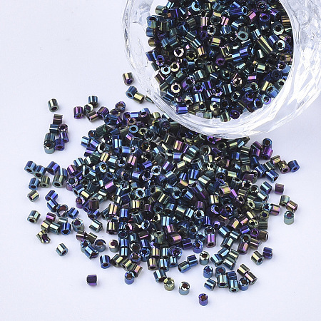 Electroplate Glass Cylinder Beads SEED-Q036-01A-B02-1