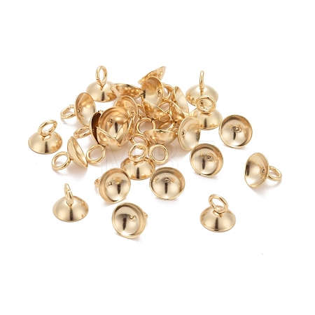 201 Stainless Steel Bead Cap Pendant Bails STAS-L244-27E-G-1