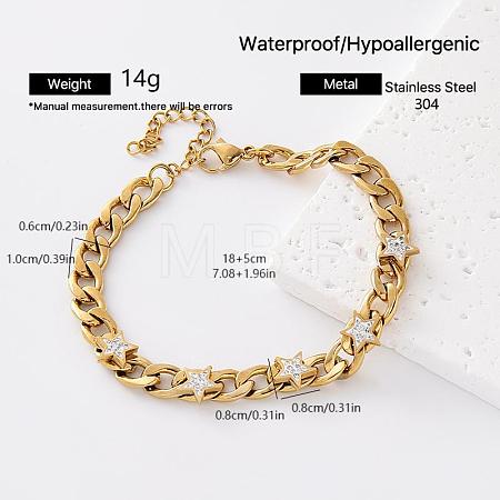 Vintage 304 Stainless Steel Crystal Rhinestone Link Bracelets for Women AT2110-6-1