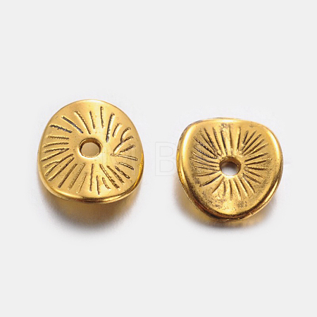 Tibetan Style Wavy Spacer Beads TIBEP-A11067-AG-LF-1