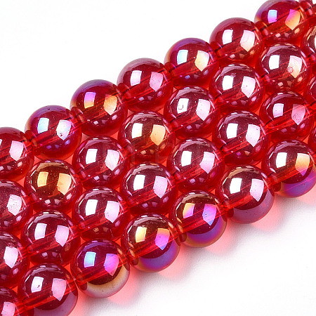 Electroplate Transparent Glass Beads Strands X-GLAA-T032-T8mm-AB09-1