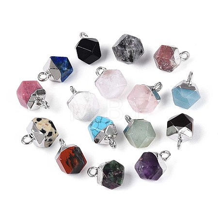 Natural & Synthetic Mixed Stone Faceted Star Cut Round Charms G-T144-70M-1