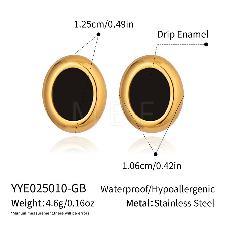 304 Stainless Steel Oval Stud Earrings HC0211-2-1