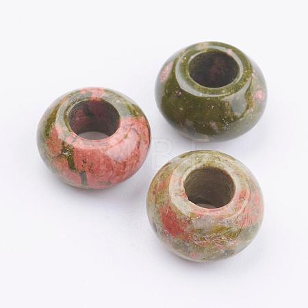 Natural Unakite European Beads G-K216-03B-1