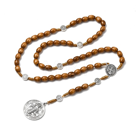 Wood Rosary Bead Necklaces FS-WG6BD27-04-1