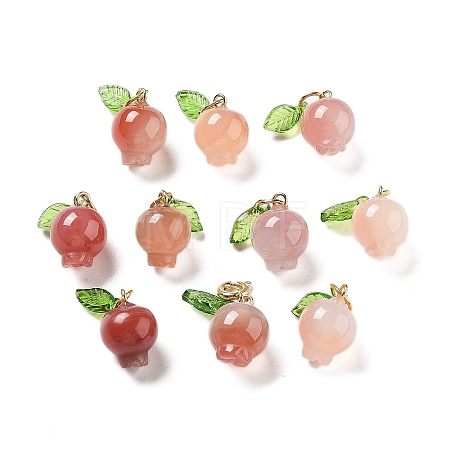 Natural Agate Fruit Charms with Leaf G-Z052-03A-1