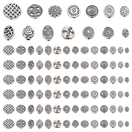 84Pcs 14 Styles Tibetan Styles Alloy Beads TIBEB-PH0061-79-1