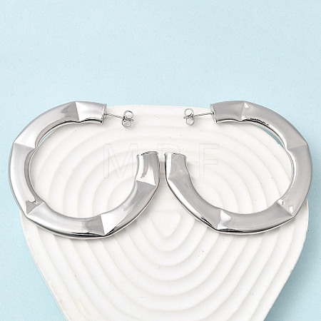 C-Shaped Brass Stud Earrings EJEW-K309-19P-1