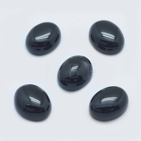 Natural Dyed & Heated Black Agate Cabochons G-G759-Z01-1