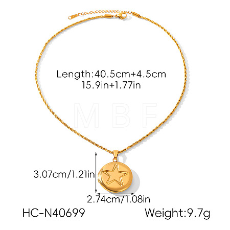 304 Stainless Steel Openable Photo Locket Pendant Necklaces for Women WG5489D-02-1