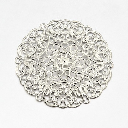 Brass Large Flower Filigree Findings KK-L056-01P-1