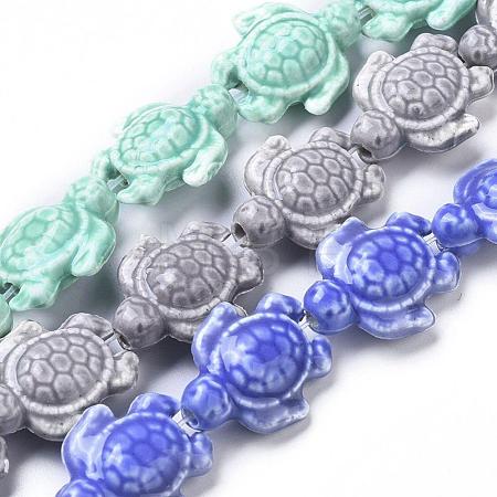 Handmade Porcelain Beads Strands LAMP-G140-02-1