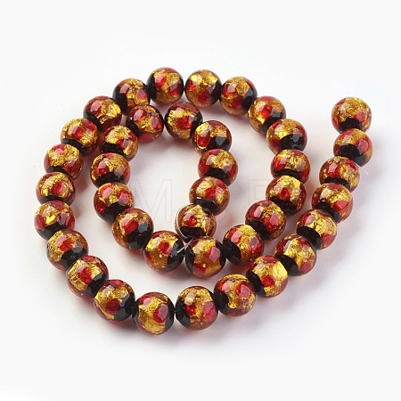 Handmade Silver Foil Glass Lampwork Beads LAMP-P051-G06-10mm-1