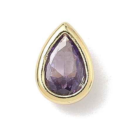 Teardrop Brass Micro Pave Cubic Zirconia Cabochons KK-P345-13G-B03-1