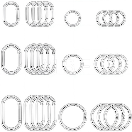 24Pcs 6 Styles Zinc Alloy Spring Gate Rings FIND-SP0001-11-1