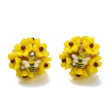 Polymer Clay Rhinestone Beads with Resin X-RESI-Z045-04-1