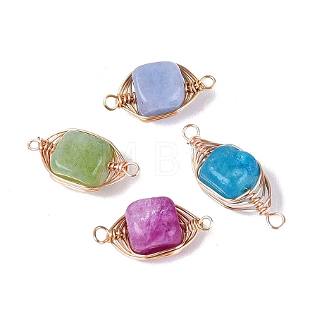 Dyed Natural Quartz Connector Charms G-Q606-25KCG-1
