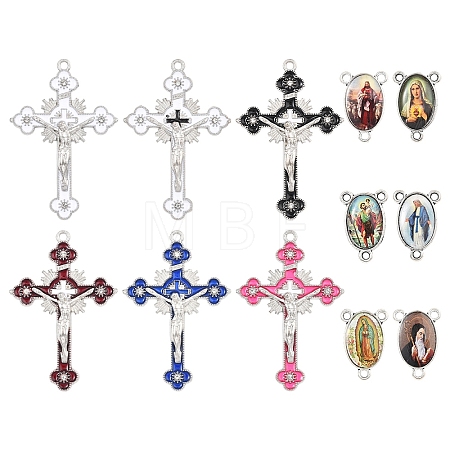 24Pcs 12 Styles Zinc Alloy Enamel Big Pendants FIND-YW0012-16-1