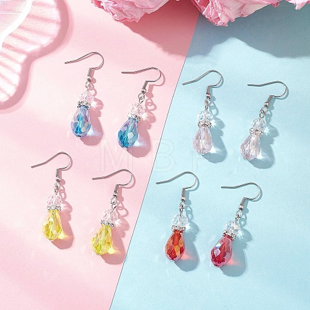 Teardrop Electroplate Glass Dangle Earrings EJEW-JE06796-1