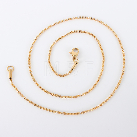 Ion Plating(IP) 304 Stainless Steel Mesh Chain Necklaces NJEW-F201-07G-1
