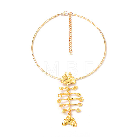 Ocean Zinc Alloy Fishbone Shape Pendant Necklaces for Women WG08D18-01-1
