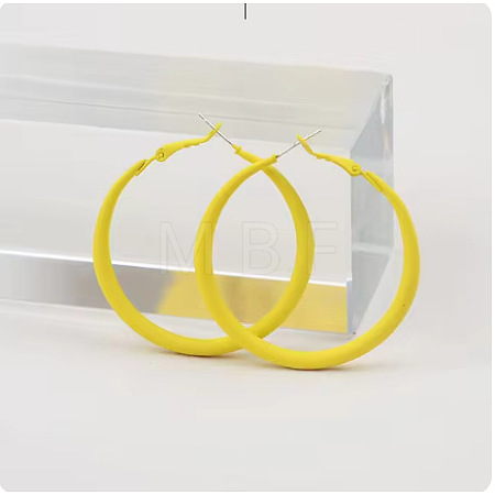 Spray Painted Alloy Hoop Earrings FS-WG43B6B-07-1