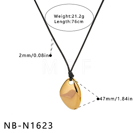 304 Stainless Steel Geometric Pendant Black Cord Necklaces FS-WG6204F-07-1