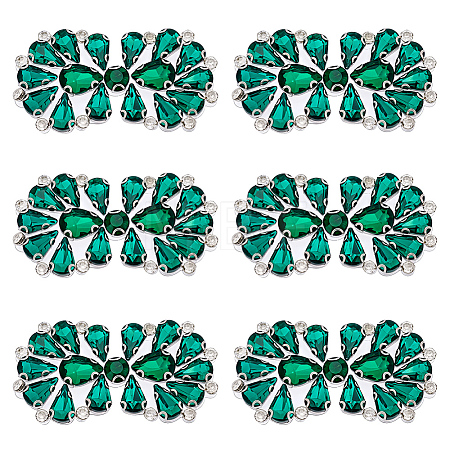 6Pcs Flower Glass Rhinestone Cabochons DIY-FG0010-18D-1