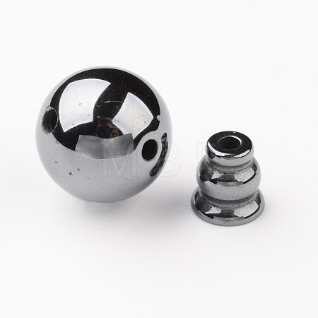 Smooth Electroplate Non-Magnetic Synthetic Hematite Buddhist Beads G-I175-33-1