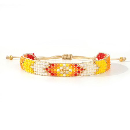 Adjustable Glass Seed Bead Braided Bead Bracelets for Women AP3719-1-1
