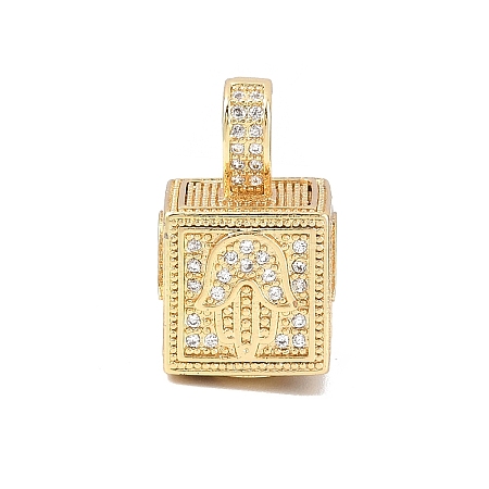 Brass Micro Pave Cubic Zirconia Pendants KK-F919-10C-G-1