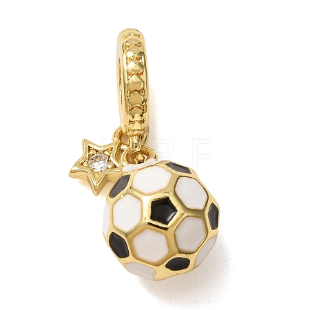 Sports Brass Micro Pave Clear Cubic Zirconia & Enamel Dangle Charms CU-CBA0A9C-02A-G-1