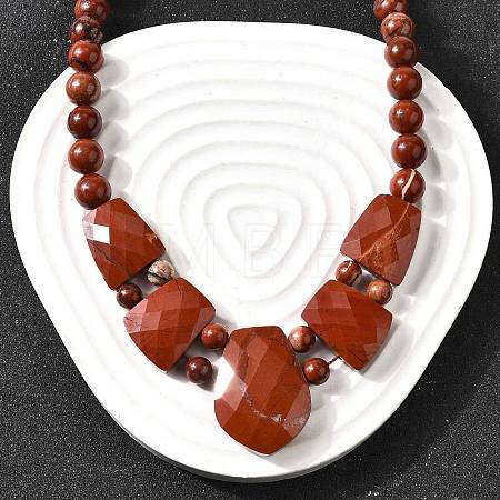 Natural Red Jasper Faceted Bib Graduated Beaded Necklaces for Women NJEW-B128-01O-1