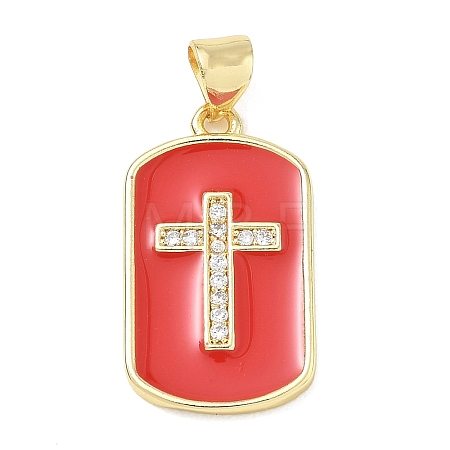 Religion Cross Brass Micro Pave Clear Cubic Zirconia Pendants CU-CBA83A6-03H-G03-1