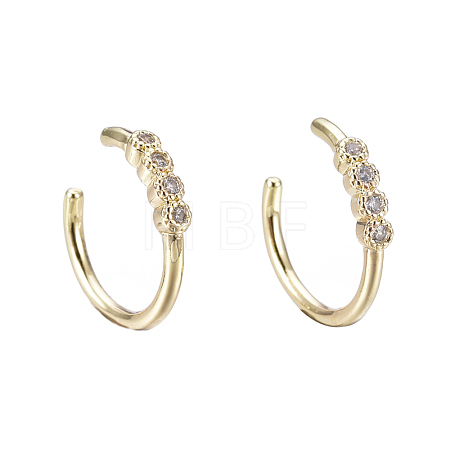 Brass Micro Pave Clear Cubic Zirconia Cuff Earrings EJEW-I249-13G-1