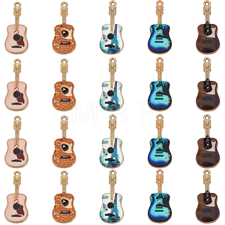 40Pcs 5 Colors Rack Plating Golden Tone Alloy Pendants ENAM-SC0005-16-1