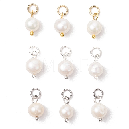 3Pcs 3 Colors Natural Cultured Freshwater Pearl Two Sides Polished Charms PALLOY-JF04036-1