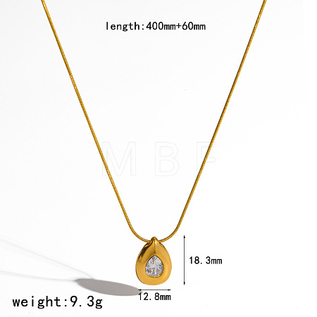304 Stainless Steel Pave Cubic Zirconia Pendant Necklaces WG43999-01-1