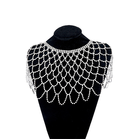 Rhinestone Long Tassel Shawl AJEW-WH0609-846-1