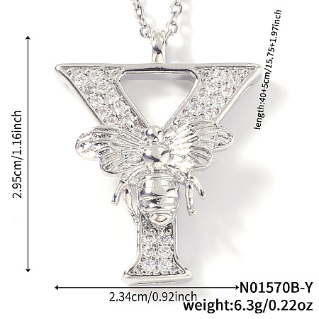 Brass Micro Pave Clear Cubic Zirconia Pendant Necklaces FS-WG7BC7F-14-1