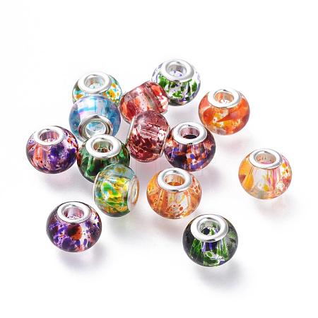 Spray Painted Glass European Beads GPDL-R004-M1-1
